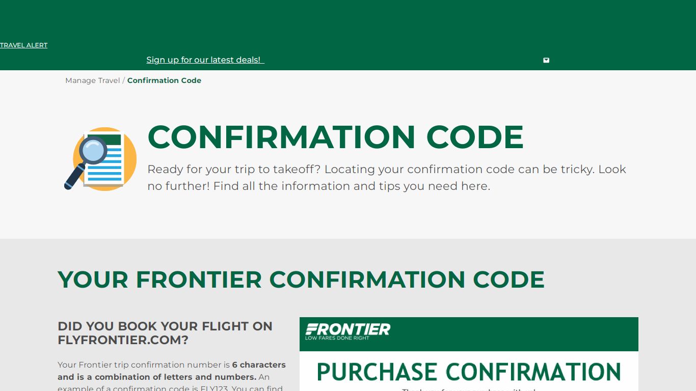 Confirmation Code | Frontier Airlines