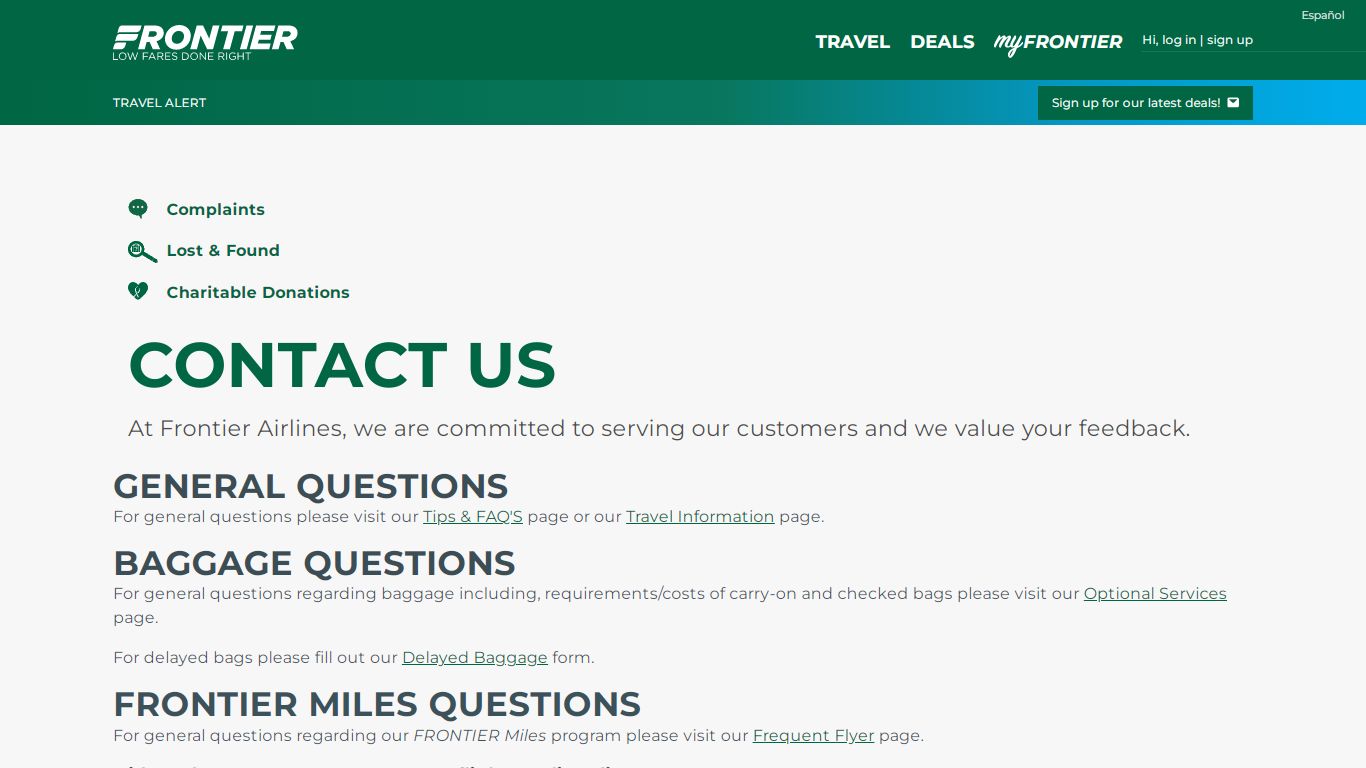 Contact Us | Frontier Airlines